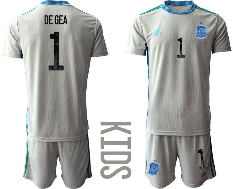 Youth 2021 World Cup National Spain gray goalkeeper #1 Soccer Jerseys